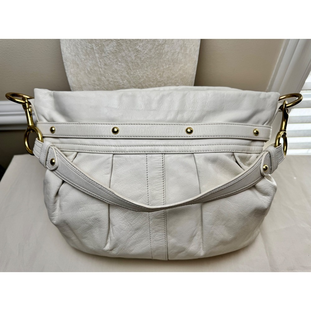 VTG COACH Y2K Shoulder Chalk White Leather Hobo Bag F10205 Equestrian Purse - Picture 4 of 9
